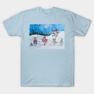 Owls playing in snow T-Shirt